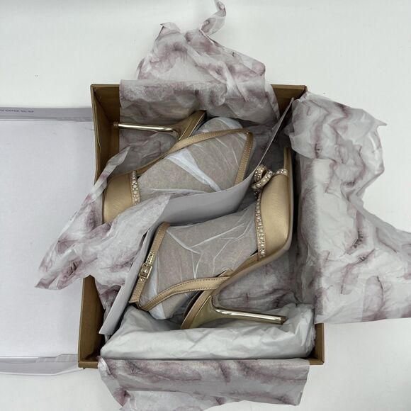 Jessica Simpson Nolira Sandals Womens 8M Champagne Rhinestone Bow Stiletto Heel - Picture 6 of 12